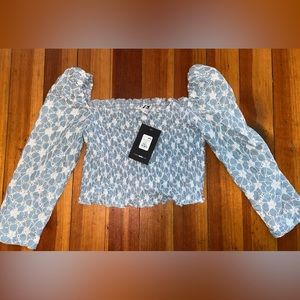 Fashion Nova Blue/White Crop Top